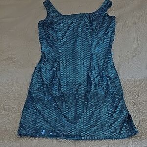 Adrianna Papell evening  turquoise Blue Sequin Mini Dress size  8
